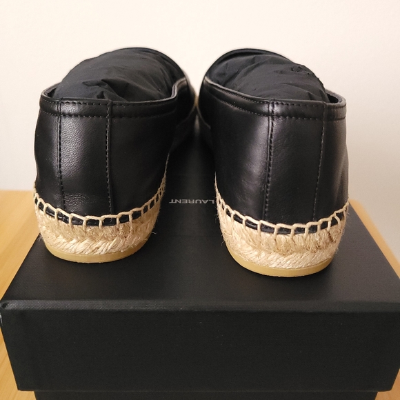 Saint Laurent Logo-Embossed Leather Espadrilles - Picture 3 of 6